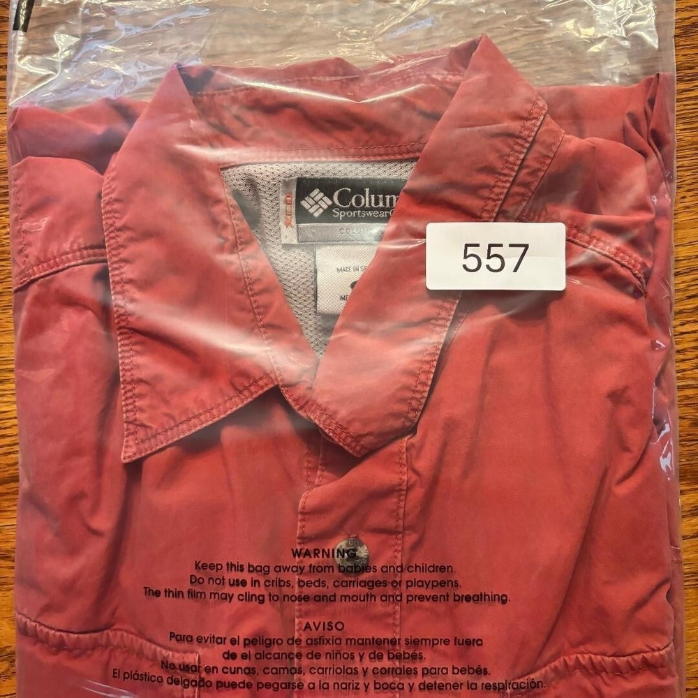 Columbia Sportswear Camp Shirt Button Up Short Slv Vented Brick Red Men's sz M - Picture 11 of 11